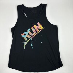 Chin Up Tank Top Womens Black Run Multicolor